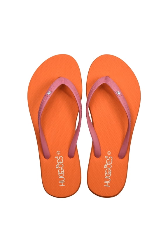 Monarch Natural Rubber Comfort Flip Flops for Women - Orange/Pink