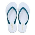 thumbnail image 1 of HUGGOES Smoky Natural Rubber Comfort Flip Flops for Women - White/Turquoise, 1 of 7