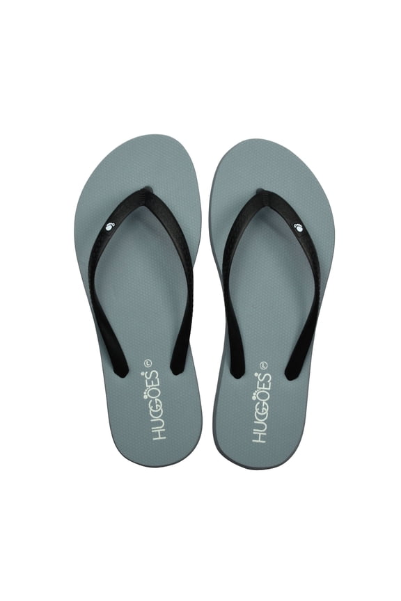 Tinted Natural Rubber Comfort Flip Flops for Women - Grey/Black