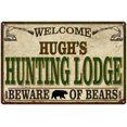 thumbnail image 1 of HUGH'S Hunting Lodge signGift Man Cave 12x18 Metal Sign 112180085257, 1 of 1