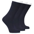 thumbnail image 1 of HUGH UGOLI Kids School Uniform Dress Socks, Solid Color, Soft Cotton, No Heel, Seamless Toe Socks for Girls & Boys, 3 Pairs, Navy Blue, 10-14 Years, 1 of 5