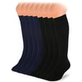 thumbnail image 1 of HUGH UGOLI Knee High Cotton Socks for Kids Girls Boys & Toddlers, Long School Uniform Socks, Soft & Comfortable,Black / Navy Blue, 7-8 Years Old, 8 Pairs, 1 of 5