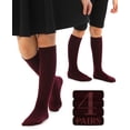 thumbnail image 1 of HUGH UGOLI Knee High Cotton Socks for Kids Girls Boys & Toddlers, Long School Uniform Socks, Soft & Comfortable,Burgundy, 12-14 Years Old, 4 Pairs, 1 of 7