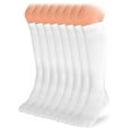 thumbnail image 1 of HUGH UGOLI Knee High Cotton Socks for Kids Girls Boys & Toddlers, Long School Uniform Socks, Soft & Comfortable,White, 7-8 Years Old, 8 Pairs, 1 of 5