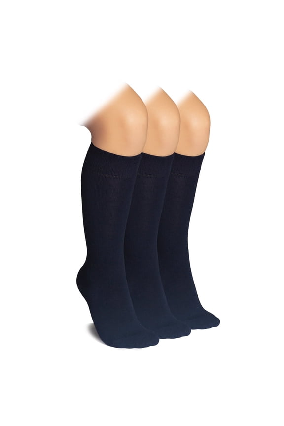 Bamboo Knee High Socks for Kids, Breathable Comfortable School Uniform Socks, 3 Pairs, 9-11 Years