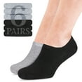 thumbnail image 1 of HUGH UGOLI Men Bamboo No Show Socks | Non Slip Invisible Liner Socks | Soft, Thin & Seamless Low Cut Socks | Black / Light Gray|Shoe Size 8-11| 6 Pairs, 1 of 5