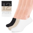 thumbnail image 1 of HUGH UGOLI Men Bamboo No Show Socks | Non Slip Invisible Liner Socks | Soft, Thin & Seamless Low Cut Socks | White / Beige / Black|Shoe Size 8-11| 12 Pairs, 1 of 6