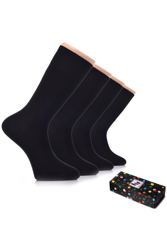 Men's Bamboo Dress Socks for Business & Trouser, Thin & Seamless Crew Socks, 4 Pairs with Gift Box, Shoe Size 8-12, Charcoal, Shoe Size: 8-12