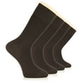 thumbnail image 1 of HUGH UGOLI Men's Bamboo Dress Socks for Business & Trouser, Thin & Seamless Crew Socks, 4 Pairs with Gift Box, Shoe Size 8-12, Dark Brown, Shoe Size: 8-12, 1 of 6