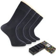 thumbnail image 1 of HUGH UGOLI Men's Bamboo Dress Socks for Business & Trouser, Thin & Seamless Crew Socks, 4 Pairs with Gift Box, Shoe Size 8-12, Charcoal Grey, Shoe Size: 8-12, 1 of 6