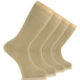 thumbnail image 1 of Hugh Ugoli Men's Bamboo Crew Dress Socks, Thin & Seamless, 4 Pairs, Beige, Shoe Size 8-12, 1 of 6