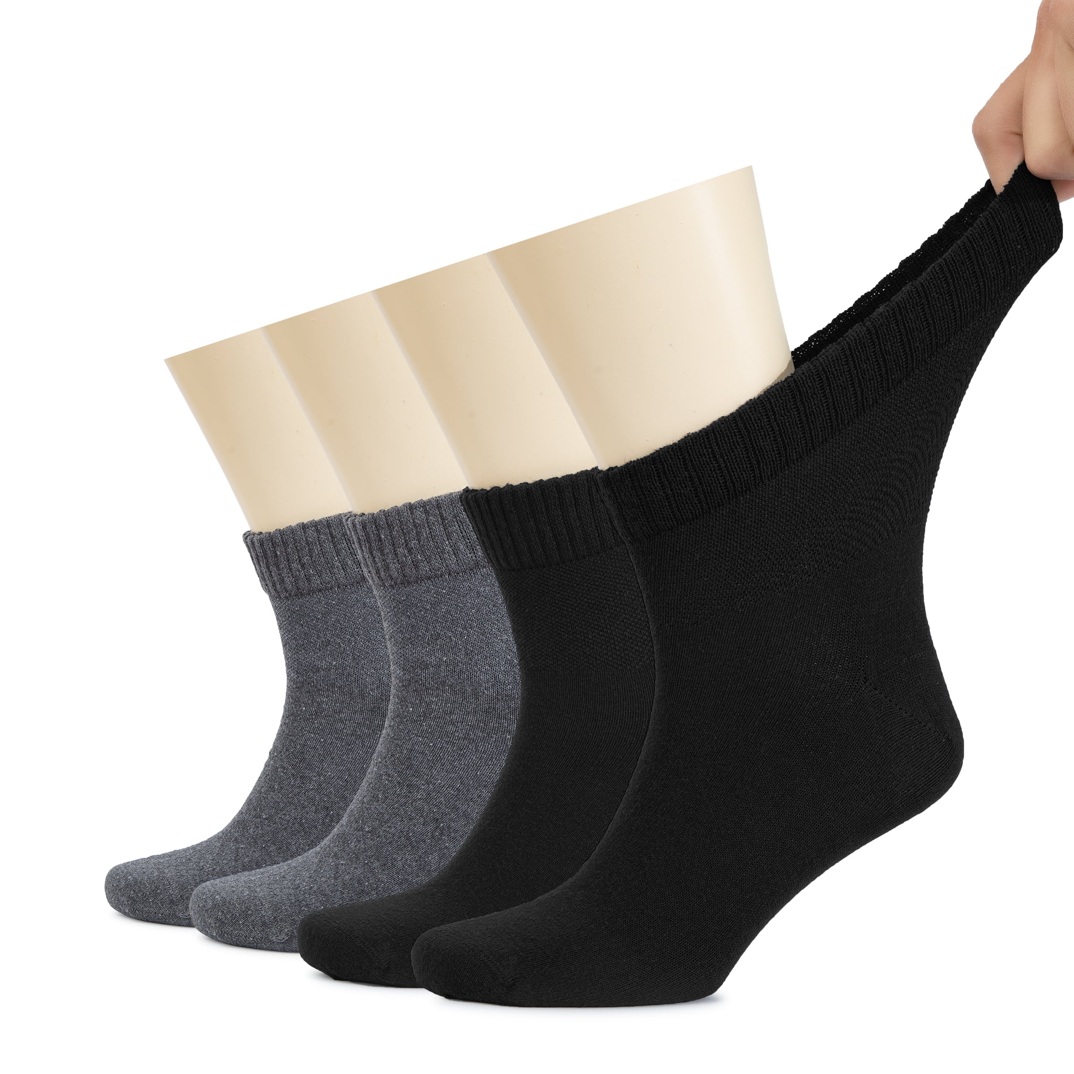 HUGH UGOLI Men's Diabetic Ankle Socks, Wide, NonBinding, Seamless Toe