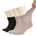 thumbnail image 1 of Hugh Ugoli Cotton Socks 4 Pairs Men’s Ankle Socks Breathable Comfortable Stretchy Light Beige, Black Shoe Size 11-13, 1 of 7