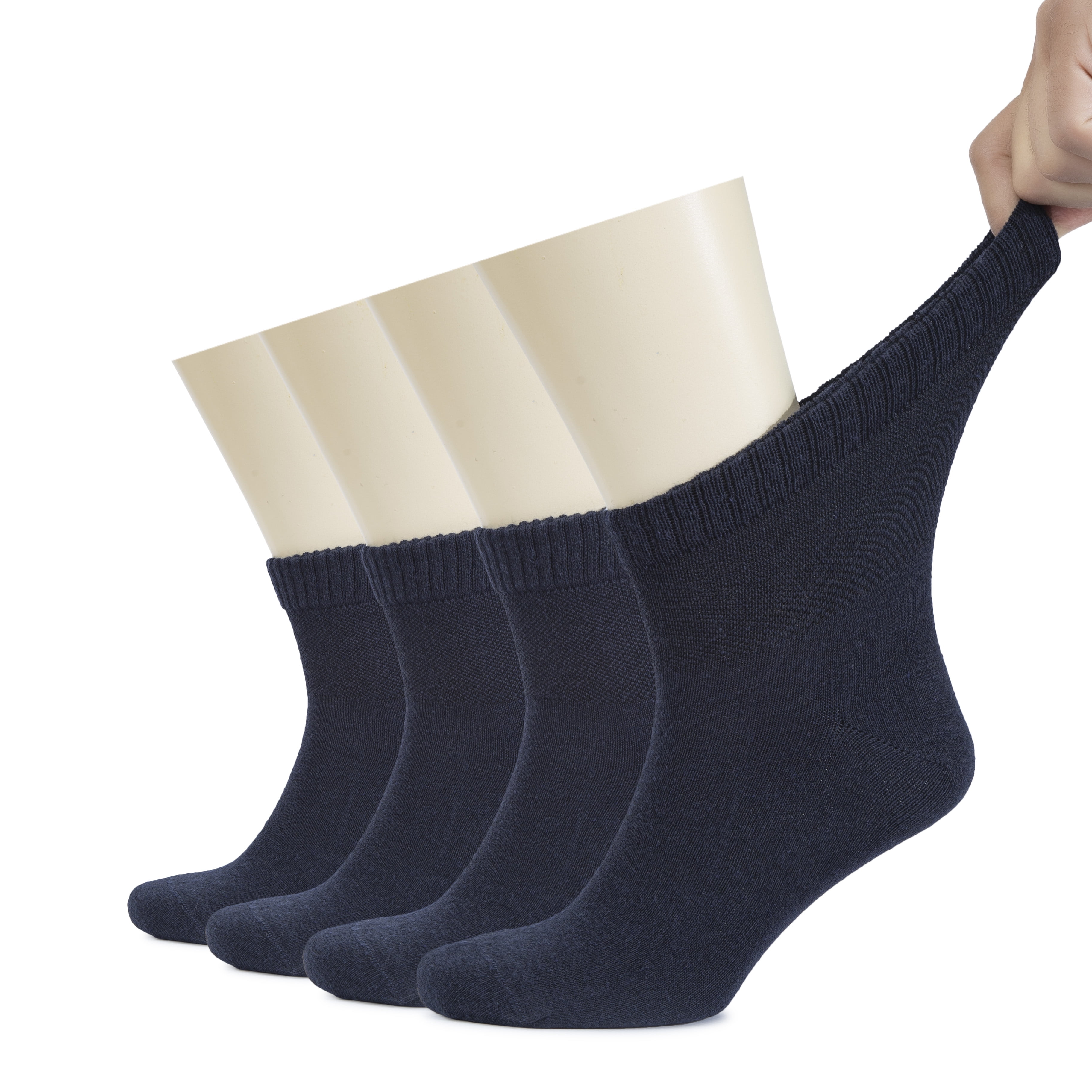 HUGH UGOLI Men's Cotton Diabetic Ankle Socks, Wide, Thin, Loose Fit and