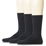 HUGH UGOLI Mens Cotton Dress Socks | Plain Colors, Regular Fit, Crew, Casual Socks | 3 Pack, Black, Shoe Size: 8-10