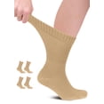 thumbnail image 1 of Hugh Ugoli Mens Cotton Diabetic Crew Socks, Beige, Medium, Shoe Size: US 6-9 for Women & US 5-8 for Men, 4 Pairs, 1 of 6