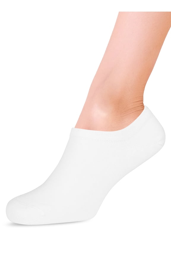 Women Bamboo No Show Socks | Non Slip Invisible Liner Socks | Soft, Thin & Seamless Low Cut Socks | White | Shoe Size 6-9 | 6 Pairs