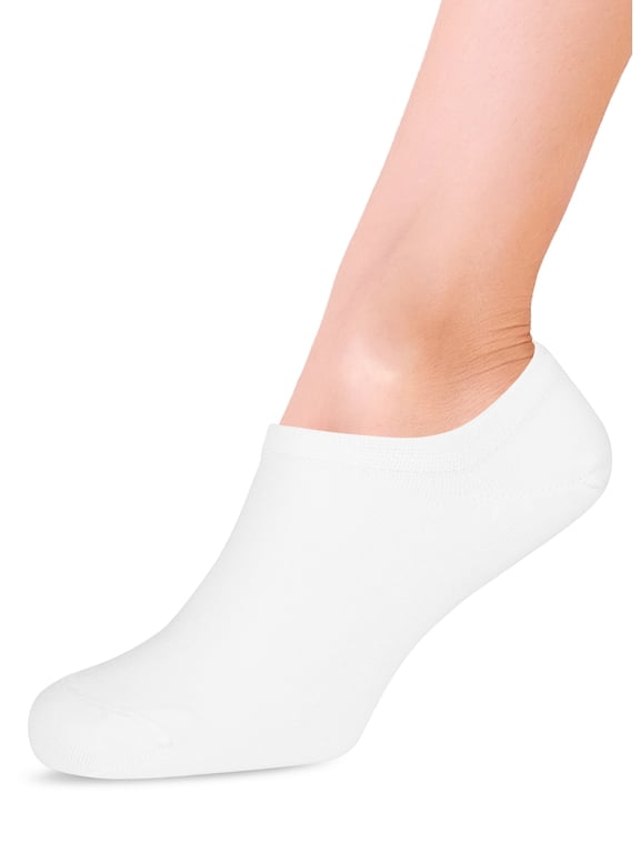 Women Bamboo No Show Socks | Non Slip Invisible Liner Socks | Soft, Thin & Seamless Low Cut Socks | White | Shoe Size 9-12 | 6 Pairs