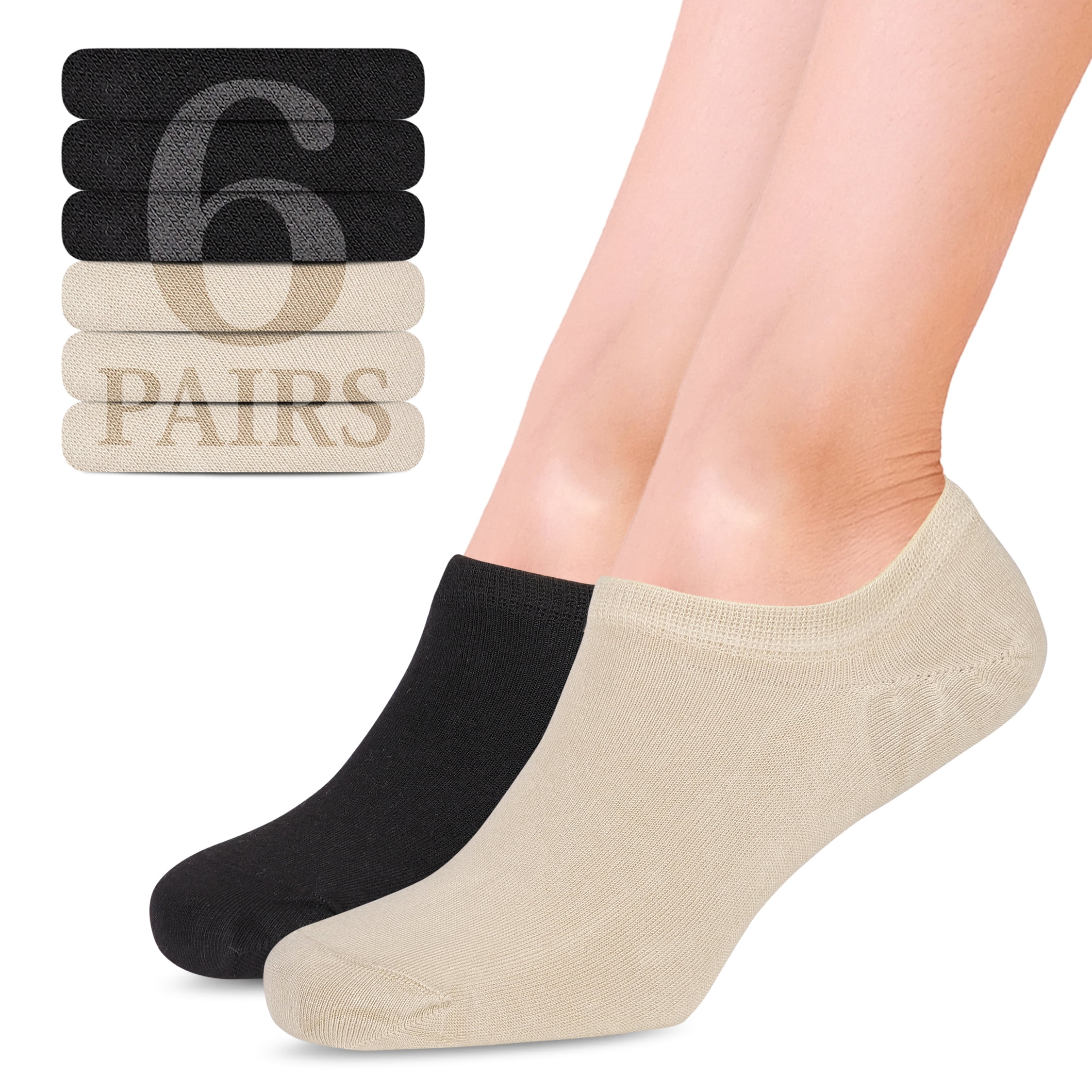 HUGH UGOLI Women Bamboo No Show Socks Non Slip Invisible Liner Socks Soft, Thin & Seamless