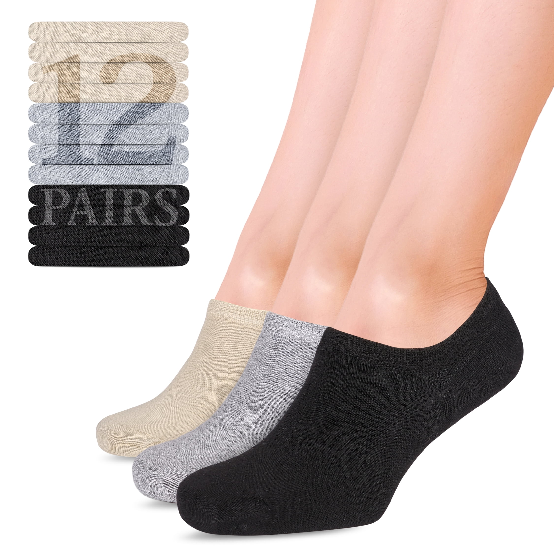 HUGH UGOLI Women Bamboo No Show Socks Non Slip Invisible Liner Socks