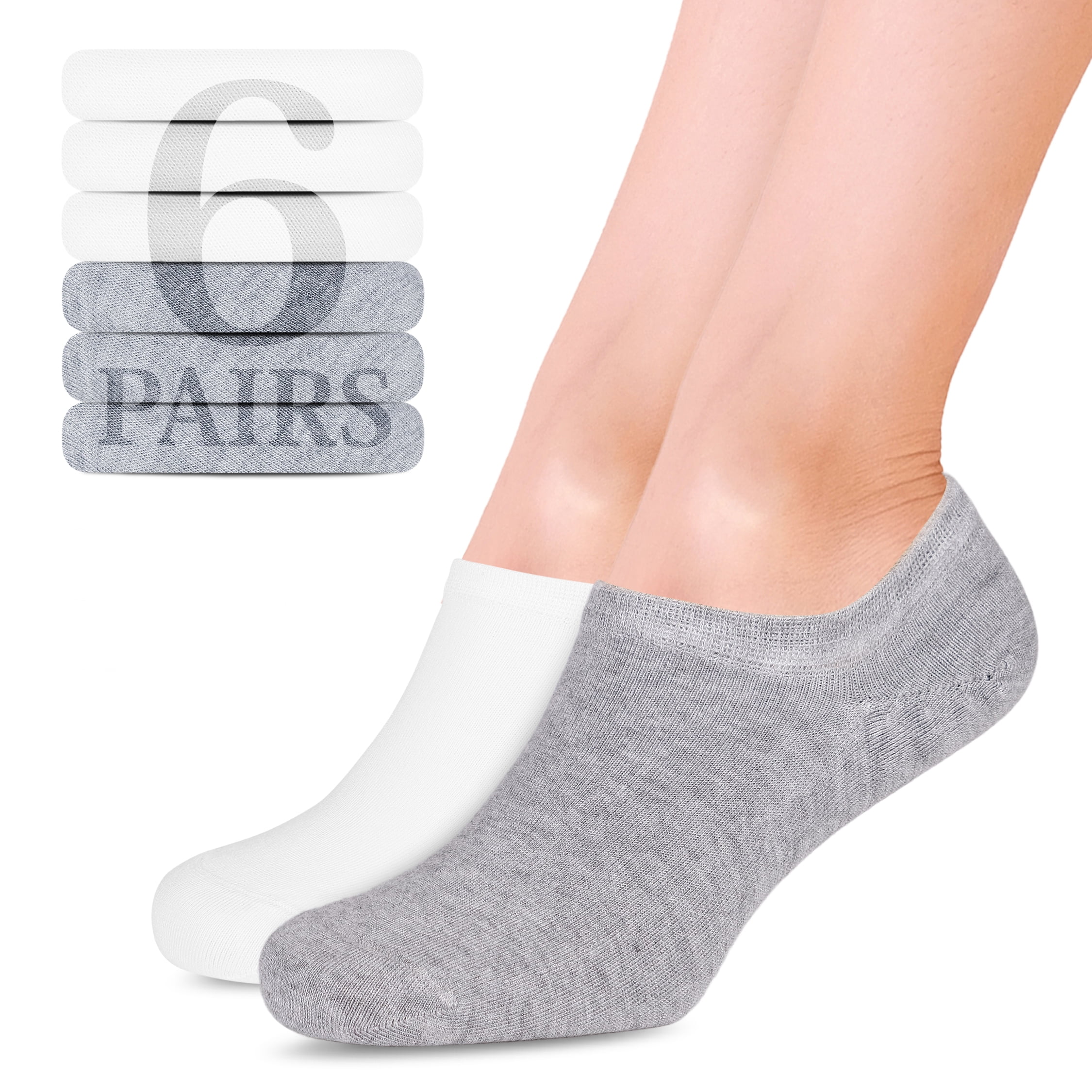 HUGH UGOLI Women Bamboo No Show Socks Non Slip Invisible Liner Socks