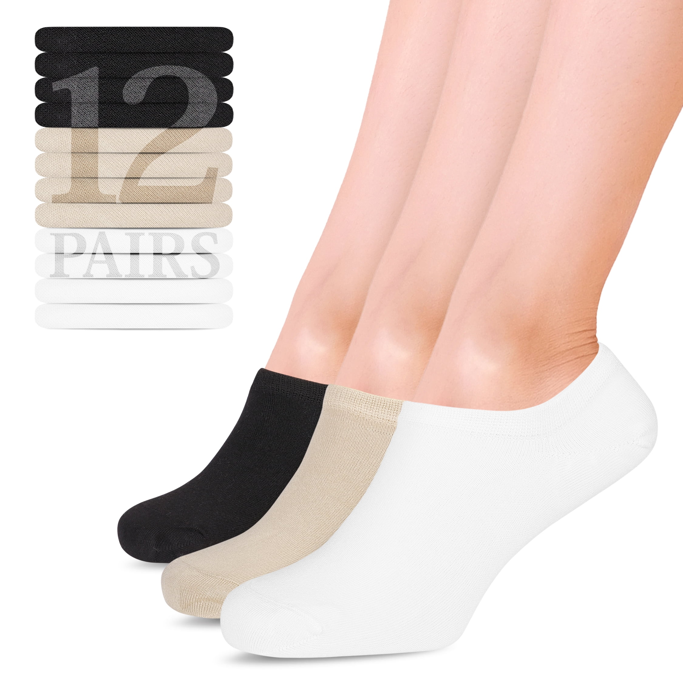 HUGH UGOLI Women Bamboo No Show Socks Non Slip Invisible Liner Socks Soft, Thin & Seamless