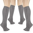 thumbnail image 1 of HUGH UGOLI Women Cotton Knee High Socks, Long Dress School Uniform Socks for Girls, Soft & Lightweight Boot Socks, Shoe Size: 8-11, Light Gray, 4 Pairs, 1 of 6