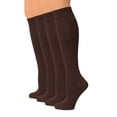 thumbnail image 1 of HUGH UGOLI Women Cotton Knee High Socks, Long Dress School Uniform Socks for Girls, Soft & Lightweight Boot Socks, Shoe Size: 5-8, Brown, 4 Pairs, 1 of 5