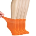 thumbnail image 1 of HUGH UGOLI Women Diabetic Ankle Socks, Super Soft & Thin Bamboo Socks, Wide & Loose, Non-Binding Top & Seamless Toe, 4 Pairs, Pumpkin Orange, Shoe Size: 10-12, 1 of 6