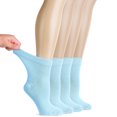 thumbnail image 1 of HUGH UGOLI Women Diabetic Ankle Socks, Super Soft & Thin Bamboo Socks, Wide & Loose, Non-Binding Top & Seamless Toe, 4 Pairs, Sky Blue, Shoe Size: 6-9, 1 of 6