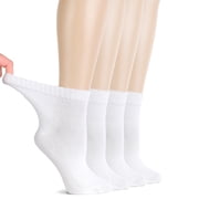 Hugh Ugoli Womens Breathable Diabetic Ankle Socks, Non-Binding Top, Seamless Toe, 4 Pairs, White, Shoe Size 6-9