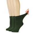 thumbnail image 1 of HUGH UGOLI Women's Bamboo Ankle Loose Fit Diabetic Socks, Soft, Seamless Toe, Wide Stretchy, Non-Binding Top, 3 Pairs, Army Green, Shoe Size: 6-9, 1 of 5