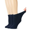 thumbnail image 1 of HUGH UGOLI Women's Bamboo Ankle Loose Fit Diabetic Socks, Soft, Seamless Toe, Wide Stretchy, Non-Binding Top, 3 Pairs, Navy Blue, Shoe Size: 6-9, 1 of 5