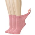 thumbnail image 1 of HUGH UGOLI Women's Bamboo Ankle Loose Fit Diabetic Socks, Soft, Seamless Toe, Wide Stretchy, Non-Binding Top, 3 Pairs, Rose Cloud, Shoe Size: 6-9, 1 of 5