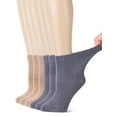thumbnail image 1 of HUGH UGOLI Women's Bamboo Ankle Loose Fit Diabetic Socks, Soft, Seamless Toe, Wide Stretchy, Non-Binding Top, 6 Pairs, Beige / Grey, Shoe Size: 6-9, 1 of 5