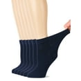 thumbnail image 1 of HUGH UGOLI Women's Bamboo Ankle Loose Fit Diabetic Socks, Soft, Seamless Toe, Wide Stretchy, Non-Binding Top, 6 Pairs, Navy Blue, Shoe Size: 10-12, 1 of 5