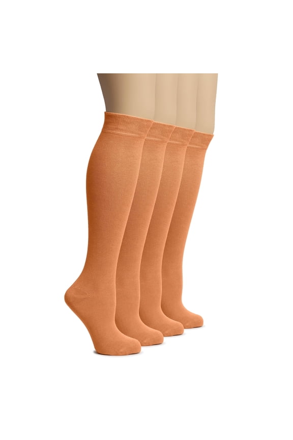 Women's Bamboo Knee High Socks | Comfort Seam Long Dress Socks, Soft & Lightweight, 4 Pairs, Hazel, Shoe Size: 8-11