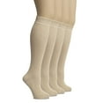 thumbnail image 1 of Hugh Ugoli Women's Rayon Derived from Bamboo Knee High Socks | Comfort Seam Long Dress Socks, Soft & Lightweight | 4 Pairs, Light Beige/Tan, Shoe Size: 8-11, 1 of 6