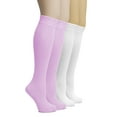 thumbnail image 1 of Hugh Ugoli Women's Rayon Derived from Bamboo Knee High Socks | Comfort Seam Long Dress Socks, Soft & Lightweight | 4 Pairs, Pink/White, Shoe Size: 5-8, 1 of 5