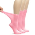HUGH UGOLI Women's Bamboo Loose Fit Diabetic Crew Socks, Seamless Toe