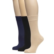 Hugh Ugoli Bamboo Crew Socks 3 Pairs Seamless Non-Binding Thin Dress Socks Shoe Size 5-8
