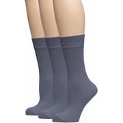HUGH UGOLI Womens Bamboo Soft Crew Socks for Dress & Trouser, Thin, Seamless Toe & Non-Binding, 3 Pairs, Medium Gray, Shoe Size 9-11