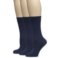 thumbnail image 1 of Hugh Ugoli Women's Bamboo Seamless Crew Dress Socks, Thin Non-Binding Toe, 3 Pairs, Navy Blue, Shoe Size 5-8, 1 of 5