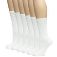thumbnail image 1 of HUGH UGOLI Women's Bamboo Soft Crew Socks for Dress & Trouser, Thin, Seamless Toe & Non-Binding, 6 Pairs, White, Shoe Size: 5-8, 1 of 5