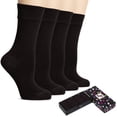thumbnail image 1 of HUGH UGOLI Women's Bamboo Thin Crew Socks for Dress Business & Trouser, Seamless Toe, 4 Pairs in Gift Box, Shoe Size 5-8/8-11, Dark Brown, Shoe Size: 8-11, 1 of 5