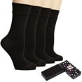 thumbnail image 1 of HUGH UGOLI Women's Bamboo Thin Crew Socks for Dress Business & Trouser, Seamless Toe, 4 Pairs in Gift Box, Shoe Size 5-8/8-11, Dark Brown, Shoe Size: 8-11, 1 of 5