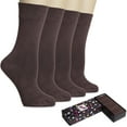 thumbnail image 1 of HUGH UGOLI Women's Bamboo Thin Crew Socks for Dress Business & Trouser, Seamless Toe, 4 Pairs in Gift Box, Shoe Size 5-8/8-11, Light Brown, Shoe Size: 5-8, 1 of 5