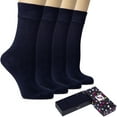 thumbnail image 1 of HUGH UGOLI Women's Bamboo Thin Crew Socks for Dress Business & Trouser, Seamless Toe, 4 Pairs in Gift Box, Shoe Size 5-8/8-11, Navy Blue, Shoe Size: 5-8, 1 of 5