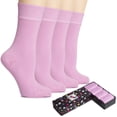 thumbnail image 1 of HUGH UGOLI Women's Bamboo Thin Crew Socks for Dress Business & Trouser, Seamless Toe, 4 Pairs in Gift Box, Shoe Size 5-8/8-11, Pink, Shoe Size: 8-11, 1 of 5