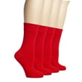 thumbnail image 1 of HUGH UGOLI Women's Bamboo Thin Crew Socks for Dress Business & Trouser, Seamless Toe, 4 Pairs in Gift Box, Shoe Size 5-8/8-11, Red, Shoe Size: 8-11, 1 of 5